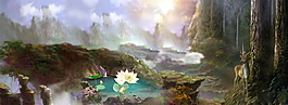 水彩風(fēng)景畫花紋背景