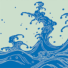藍色浪花裝飾圖
