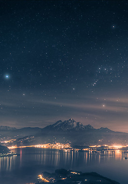 唯美河流星空H5背景素材