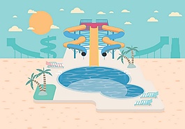 夏天海邊游玩矢量素材