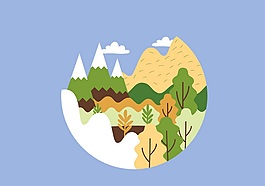 樹林山林矢量素材
