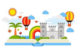 夏天城市旅游风光矢量素材