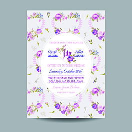 花卉裝飾婚禮滿月喜宴請柬設計矢量