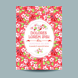 花卉裝飾婚禮喜宴請柬設計矢量