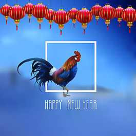 雞年新年快樂主題海報EPS矢量素材