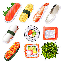 海草料理食物壽司矢量圖