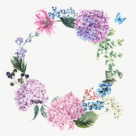 樹葉紫陽花矢量素材