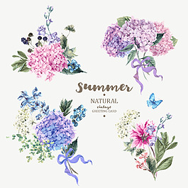 完整紫陽花矢量素材