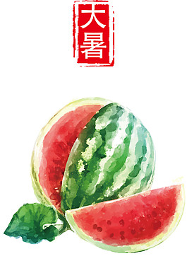 大暑西瓜元素圖