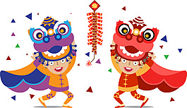 手繪節(jié)日舞獅元素