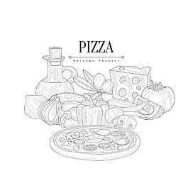 手繪西餐食物矢量素材