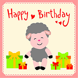 山羊生日可愛風(fēng)格慶祝矢量素材