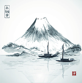 古风水墨矢量背景