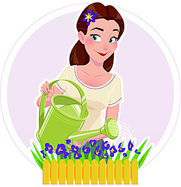 園藝美麗的女性高質量矢量圖