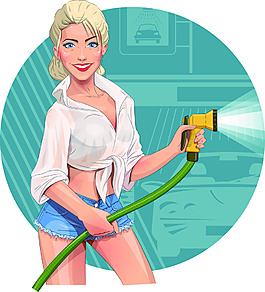 澆花時(shí)尚美麗的女性高質(zhì)量