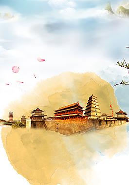 建筑花瓣H5背景素材