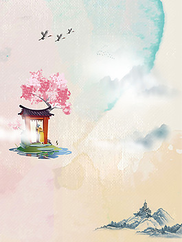 中國風水墨畫門庭背景