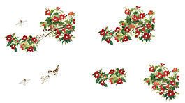 簡(jiǎn)約紅色花枝PNG元素