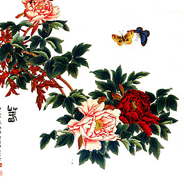 中國風(fēng)國畫花開富貴PNG元素