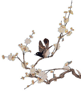 白色花枝小鳥(niǎo)PNG元素