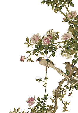 鳥語花香國畫PNG元素