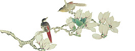 簡約花枝小鳥PNG元素