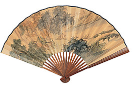 中國(guó)風(fēng)風(fēng)景折扇PNG元素