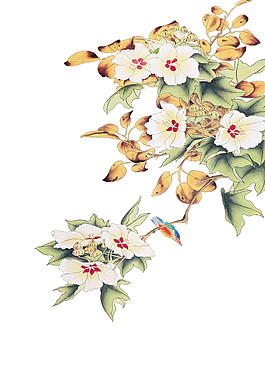 中國(guó)風(fēng)彩色花枝PNG元素