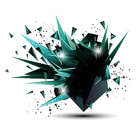 绿色渐变几何爆炸元素