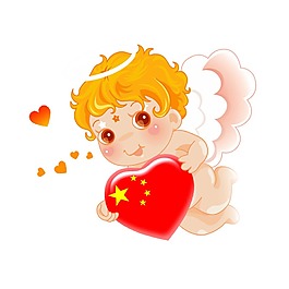 手繪天使愛心元素
