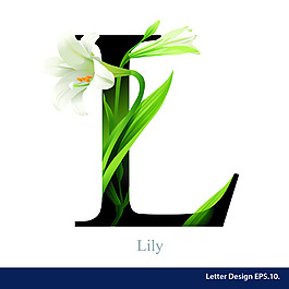 熱帶花卉英文字母字體設(shè)計(jì)