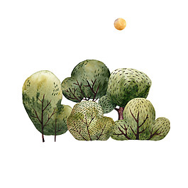 綠色樹林PNG元素