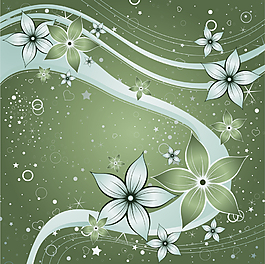 波纹丝带花卉素材设计