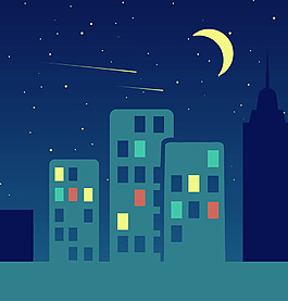 夜晚高樓廣告背景裝飾素材