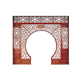 复古中式窗格png免扣元素