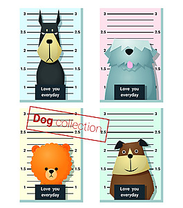 小狗集合動(dòng)物矢量裝飾素材背景