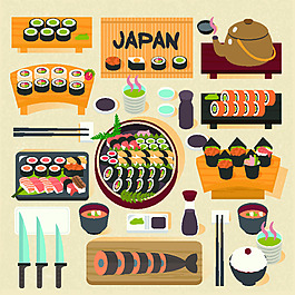 日本食物壽司矢量裝飾圖案