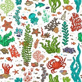 卡通海洋生物背景圖