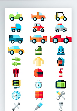 彩色汽車維修工具圖標矢量AI素材icon