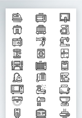 線性家庭生活電器圖標矢量AI素材icon