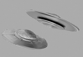 手繪兩個UFO免摳png透明圖層素材