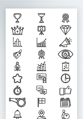 學(xué)習(xí)工作獎杯對話線性圖標(biāo)矢量icon