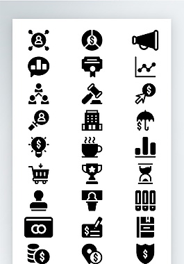 黑色工作生活圖標(biāo)矢量AI素材icon
