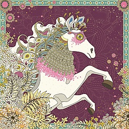 時(shí)尚日本和風(fēng)白馬背景矢量素材