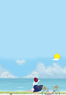浪漫小清新大海背景