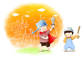 手繪童年插畫元素素材圖片