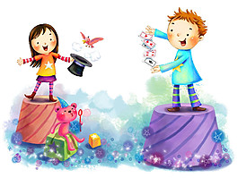 夢幻卡通插畫素材圖片