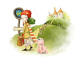 水彩卡通插畫元素素材