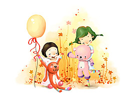 快乐童年插画元素素材