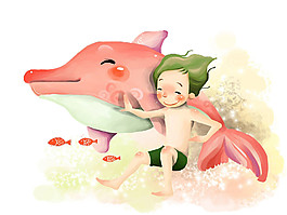 水彩人物插畫元素素材